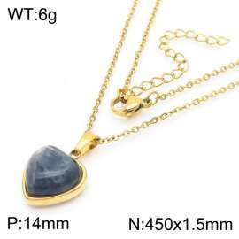 Inlaid Love Ink Stone Pendant Gold Stainless Steel Necklace