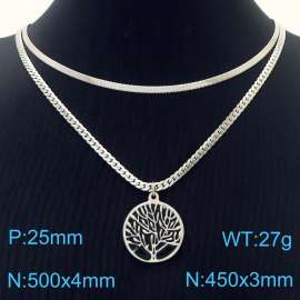 Tree of Life Pendant Double layered Steel Stainless Steel Necklace