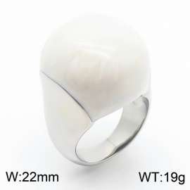 European and American fashion high-end circular white resin exaggerated personality silver ring