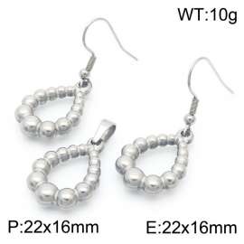 Hollow Wave Dot Water Drop shaped Stainless Steel Earrings Earhooks Titanium Steel Pendant Set