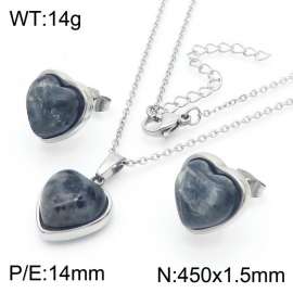 Love Ink Stone Earrings Stainless Steel 450x1.5mm Necklace Set