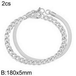 Stainless steel snake chain Cuban chain bracelet set