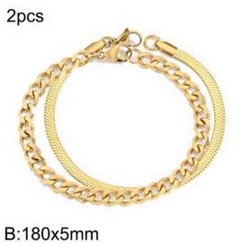 Stainless steel snake chain Cuban chain bracelet set
