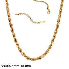 Stainless steel gold Fried Dough Twists necklace