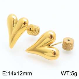 Women Gold-Plated Stainless Steel Pointy Love Heart Earrings with Edged Round Post