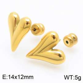 Women Gold-Plated Stainless Steel Pointy Love Heart Earrings with Smooth Round Post