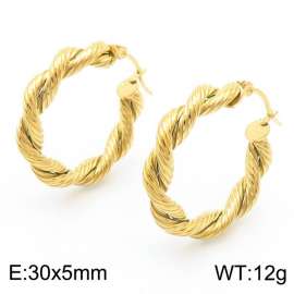 Twisted Fried Dough Twists shaped gold stainless steel earrings earrings