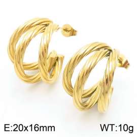 C-shaped pattern gold stainless steel earrings and studs
