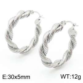 Simple and elegant steel color titanium steel twisted pattern earrings
