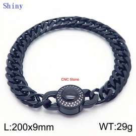 9mm Vintage Men's Personalized Polished Whip Chain CNC Buckle Bracelet