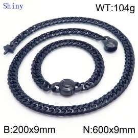 9mm Retro Men's Personalized Polished Whip Chain Necklace Set of Two