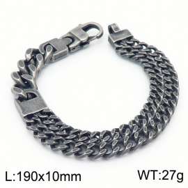 190mm Fashion Men Worn Effect Cuban Links Bracelet with Double Chain Design