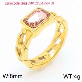Stainless Steel Champagne Stone Charm Rings Gold Color