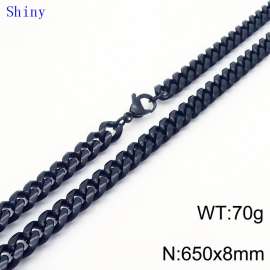 65cm Black Color Stainless Steel Shiny Cuban Link Chain Necklace For Men