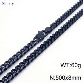50cm Black Color Stainless Steel Shiny Cuban Link Chain Necklace For Men