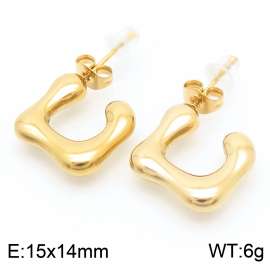 Fashionable and personalized stainless steel irregular C-shaped charm gold earrings