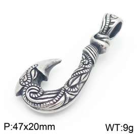 Fashionable and personalized stainless steel creative pattern fish hook men's retro pendant