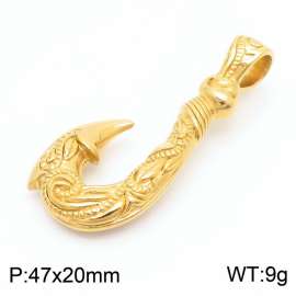 Fashionable and personalized stainless steel creative pattern fish hook men's gold pendant
