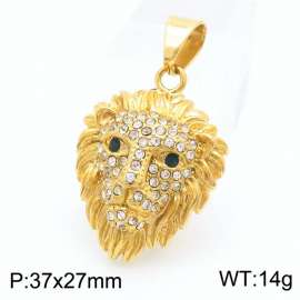 European and American fashion stainless steel creative green eye lion inlaid diamond charm gold pendant