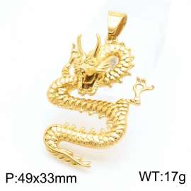European and American fashion stainless steel animal domineering dragon god gold pendant