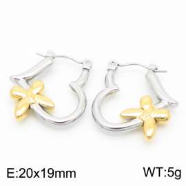 European and American fashion stainless steel creative butterfly heart-shaped temperament silver&gold earrings