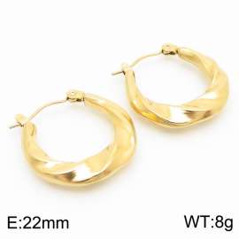 European and American fashion stainless steel creative irregular curved circle women's temperament gold earrings