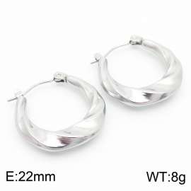 European and American fashion stainless steel creative irregular curved circle women's temperament silver earrings