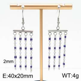 Titanium steel tassel bohemian steel purple earrings