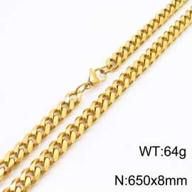 8mm 65cm stylish and minimalist stainless steel gold Cuban chain necklace