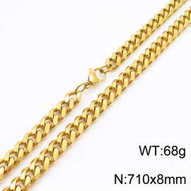 8mm 71cm stylish and minimalist stainless steel gold Cuban chain necklace