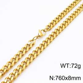 8mm 76cm stylish and minimalist stainless steel gold Cuban chain necklace