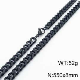 8mm 55cm stylish and minimalist stainless steel black Cuban chain necklace