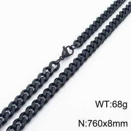 8mm 76cm stylish and minimalist stainless steel black Cuban chain necklace