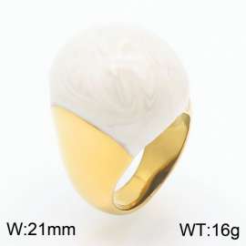 European and American Titanium Steel Ring French Enamel Glaze White Color Exaggerated Stainless Steel Rings