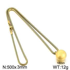 Titanium Steel Round Snake Chain Hollow Round Ball Pendant Necklace