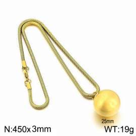 Titanium Steel Round Snake Chain Hollow Round Ball Pendant Necklace