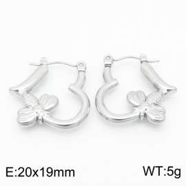 Silver Color Bee  Heart Shape Stainless Steel Dangle Earrings for Women