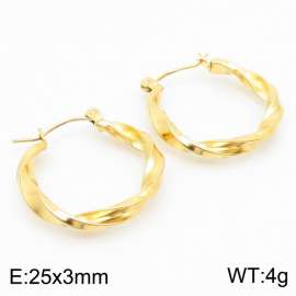 Gold Color Twist U Shape Hollow Stainless Steel Earrings for Women