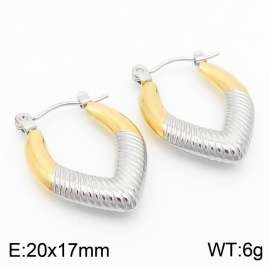 Gold and Silver Color Stripes Hollow Stainless Steel Earrings for Women