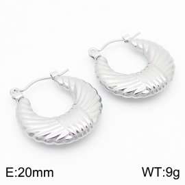 Silver Color Scratch U Shape Hollow Stainless Steel Earrings for Women