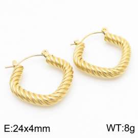 Gold Color Twist U Shape Hollow Stainless Steel Earrings for Women