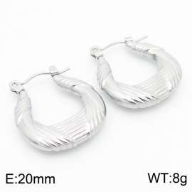 SilverColor Scratch U Shape Hollow Stainless Steel Earrings for Women