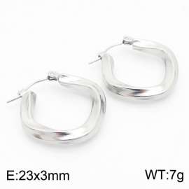 Simple Silver Color Twist U Shape Hollow Stainless Steel Earrings for Women
