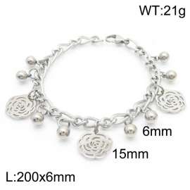 Stylish and trendy steel ball hollow rose steel color bracelet