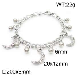 Temperament and Fashion Steel Ball Moon Steel Color Bracelet