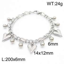 Stylish and trendy steel ball heart-shaped steel color bracelet