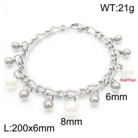 Temperament and Fashion Steel Ball 8mm Rubber Ball Steel Color Bracelet