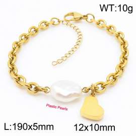Sweet and Fresh Gold Titanium Steel Love O-shaped Chain Bracelet