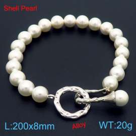 White Shell Bead Women's Beaded Personalized Alloy Bracelet