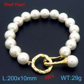 White Shell Bead Women's Beaded Personalized Alloy Bracelet